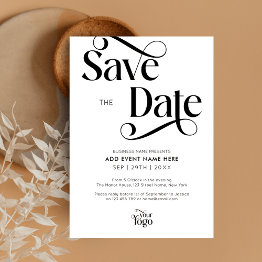 Small Modern Script Simple Business Event Save The Date Invitation Front View