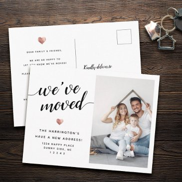 modern script we've moved rose gold photo moving announcement postinvitations