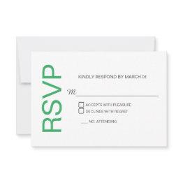 Small Modern Sea Green White Wedding Rsvp Response Reply Front View