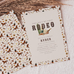 Small Modern Second Rodeo Western Boys 2nd Birthday Invitation Front View