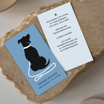 modern silhouette dog walking dog sitting business invitations