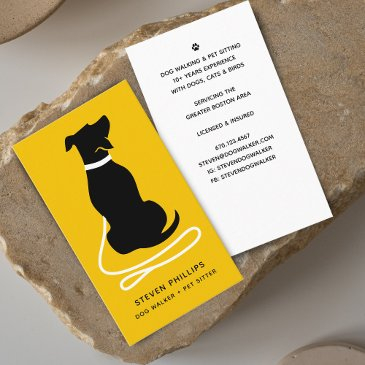 modern silhouette dog walking dog sitting business invitations