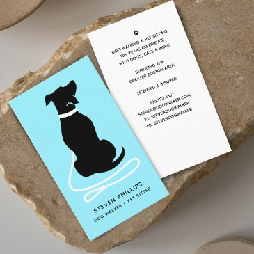 modern silhouette dog walking dog sitting business invitations