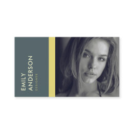 Small Modern Simple Grey Yellow Personal Photo Identity Business Invitations Front View