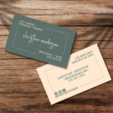modern simple life coach personal trainer | green business invitations