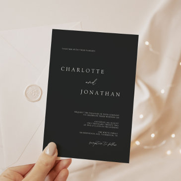 modern simple plain black and white wedding invitation