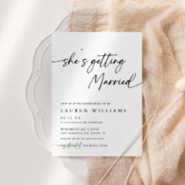 Small Modern Simple She's Getting Married Bridal Shower Invitation Front View