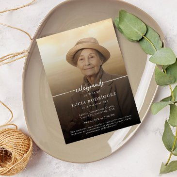 modern spanish funeral memorial celebrando photo invitation