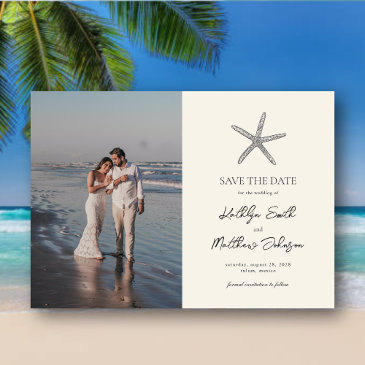 modern starfish beach ocean wedding save the date magnetic invitation