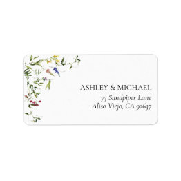 Small Modern Summer Wildflower Wedding Return Address Label Front View