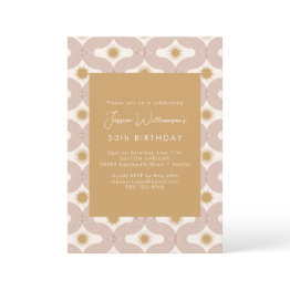 Small Modern Sun Moon Line Terracotta Gold 50th Birthday Invitation Front View