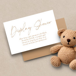 Small Modern Tan Brown Handwritten Display Shower Enclosure Invitations Front View