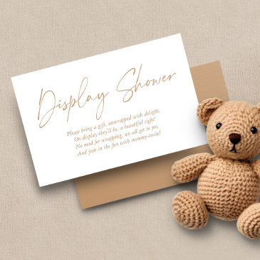 modern tan brown handwritten display shower enclosure invitations