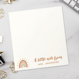 Small Modern Teacher Custom Name Boho Rainbow Sun Note Invitations Front View