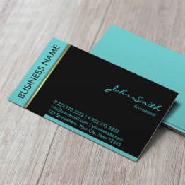 Small Modern Teal Border Accountant Business Invitations Front View