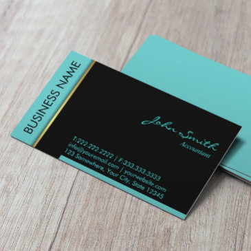 modern teal border accountant business invitations