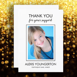 Small Modern Teen Miss Pageant Thank You Photo White Front View