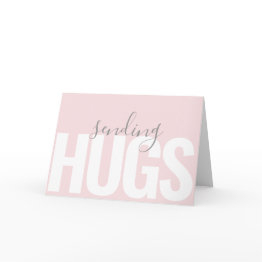 Small Modern Text Sending Hugs Thinking Of You Invitations Front View