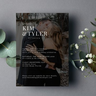 modern transparent photo overlay wedding invitation