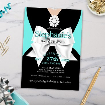 modern trendy glam aqua tiffany baby shower invitation