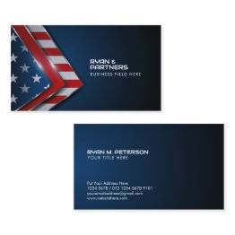 Small Modern Triangles Usa Flag | Insignia | Dark Blue Business Invitations Front View