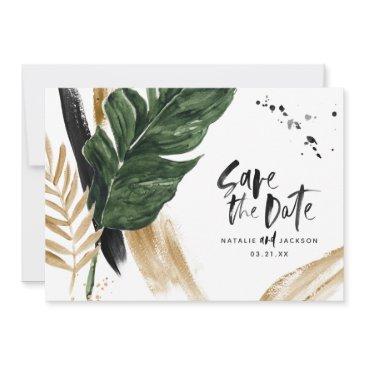 modern tropical abstract painted wedding save the date