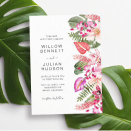 Small Modern Tropical Wedding Invitation Front View
