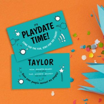 modern turquoise playdate fun kid calling friends business invitations