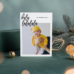 Small Modern Two Photo And Falalalal | Happy Holydays Invitations Front View