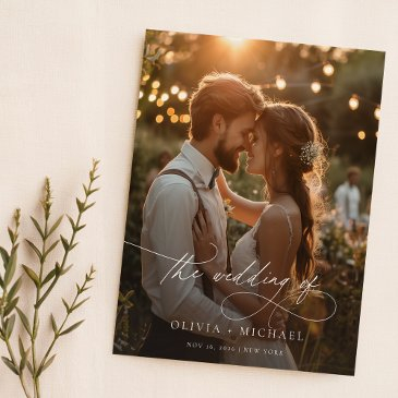 modern vellum overlay photo wedding invitation