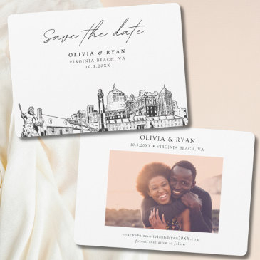 modern virginia beach wedding save the date invitation