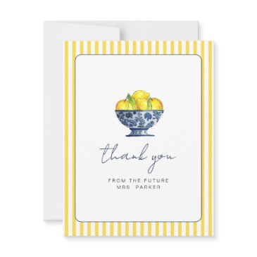modern watercolor lemon bridal shower thank you invitation