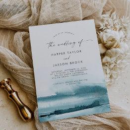 Small Modern Watercolor | Teal The Wedding Of Invitation Front View