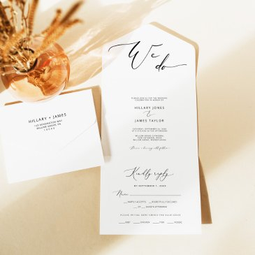 modern we do calligraphy wedding all in one invitation