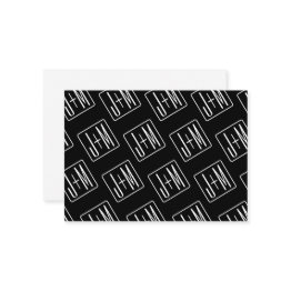 Small Modern Wedding Initials Pattern | Black & White Enclosure Invitations Front View