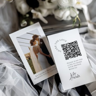 modern wedding photo share the love qr code enclosure invitations