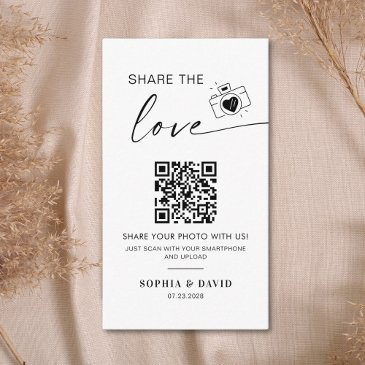modern wedding photos share the love qr code enclosure invitations