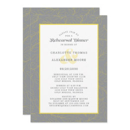 Small Modern Wedding Rehearsal Dinner Abstract Gray Invitation Front View