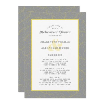modern wedding rehearsal dinner abstract gray invitation