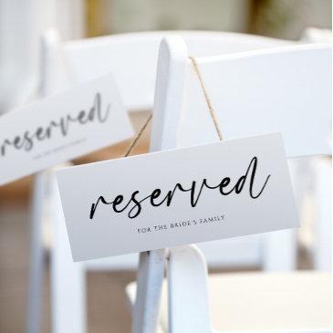 modern wedding reserved signs handwriting casual