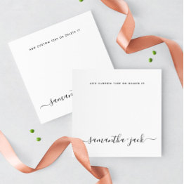 Small Modern Wedding Stylish Script Elegant Minimalist Note Invitations Front View
