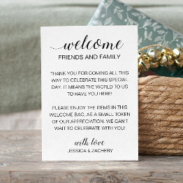Small Modern Welcome Gift Basket Bag Thank You Wedding Enclosure Invitations Front View