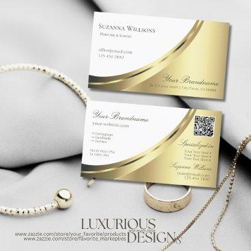 modern white and gold decor with qr-code luxurious business invitations
