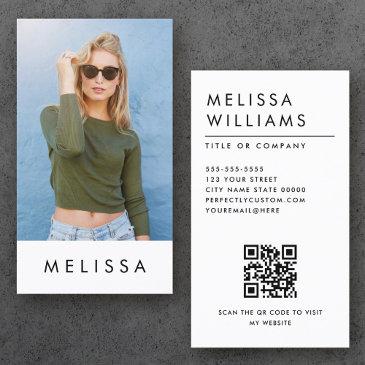 modern white minimalist custom photo qr code business invitations