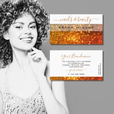 modern white orange gold sparkle glitter glamorous business invitations