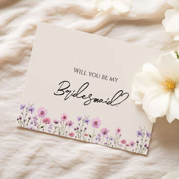 modern wildflower wedding bridesmaid proposal invitations