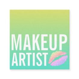 Small Modern Yellow Green Blue Gradient Makeup Beauty Square Business Invitations Front View
