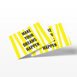 Small Modern Yellow Stripes & Make Your Dream Happen Business Invitations Front View