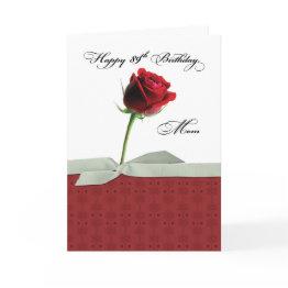 Small Mom 89th Birthday Red Rose Invitations Front View