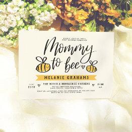 Small Mommy To Bee Lettering & Honeycomb Baby Shower Invitation Front View